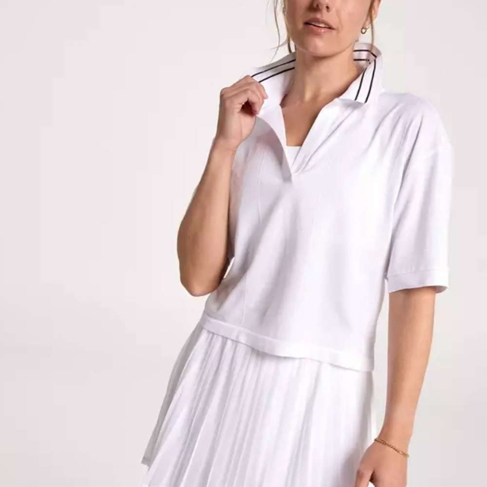 CALIA White Cropped Seamless Polo Golf Athletic Pickleball XL NWT